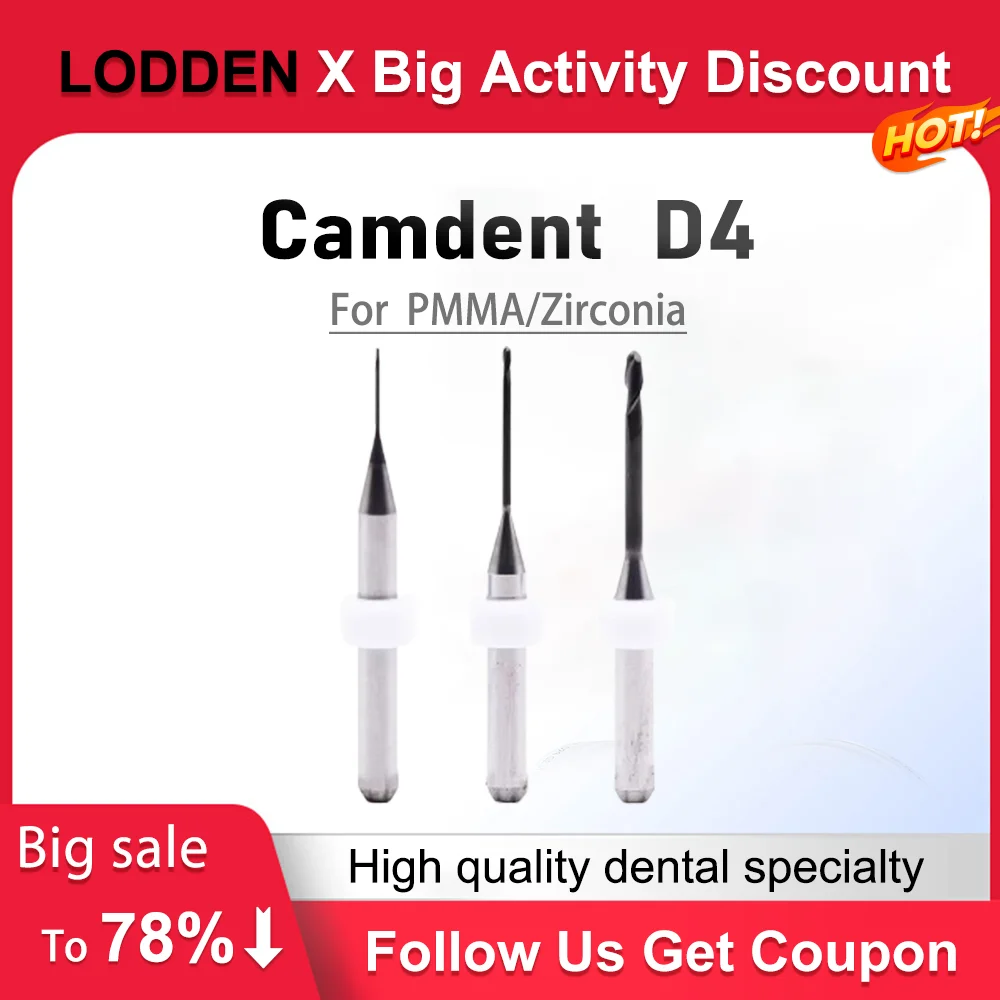 Camdent Grinding Dental Burs Milling  For Zirconia PMMA Dental Lab DLC DCG Diamond DC Coating D4 CAD CAM Milling Drills