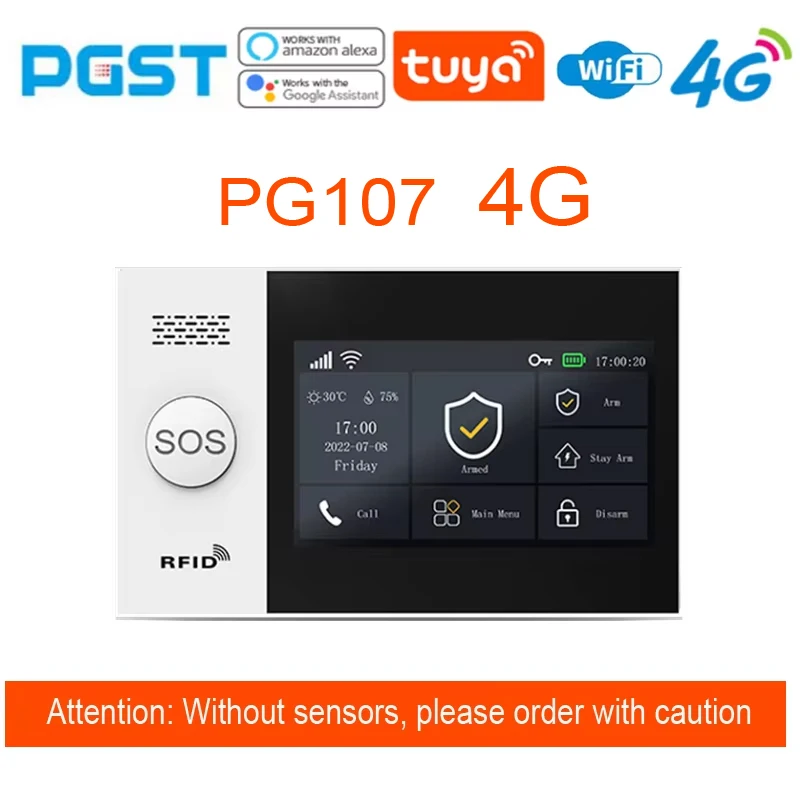 PG-107 홈 보안 경보 시스템은 4.3인치 4G WiFi 장치를 갖추고 있으며 애플리케이션 제어와 호환되며 지능형으로 작동합니다.