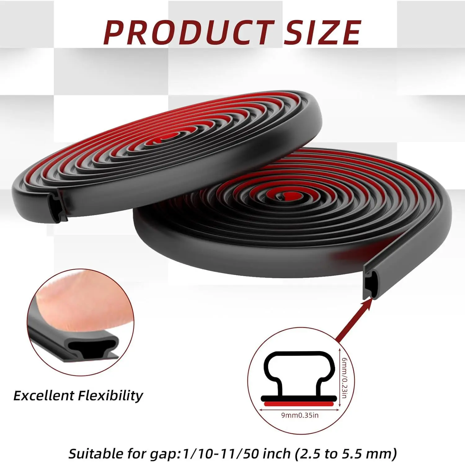 

6M/1Roll Window Dustproof Soundproof Bedroom Door Weather Sealing Strip 10*6mm Self Adhesive Anti-Collision Sound Insulation