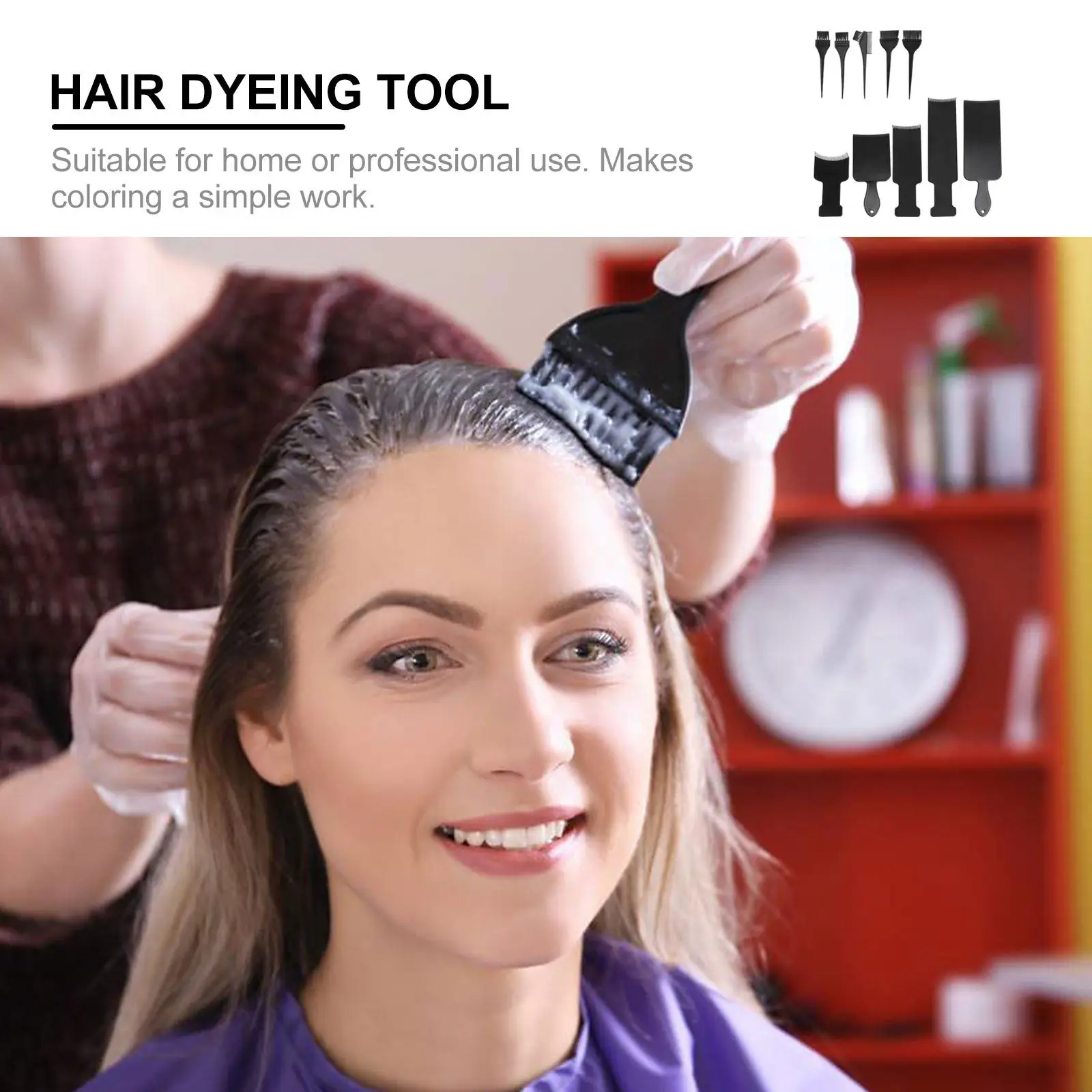 10Pcs Hair Dye Kit Featuring Sturdy Highlighting Board and Bristle Brush for Even Coverage Coloring Hair Coloring