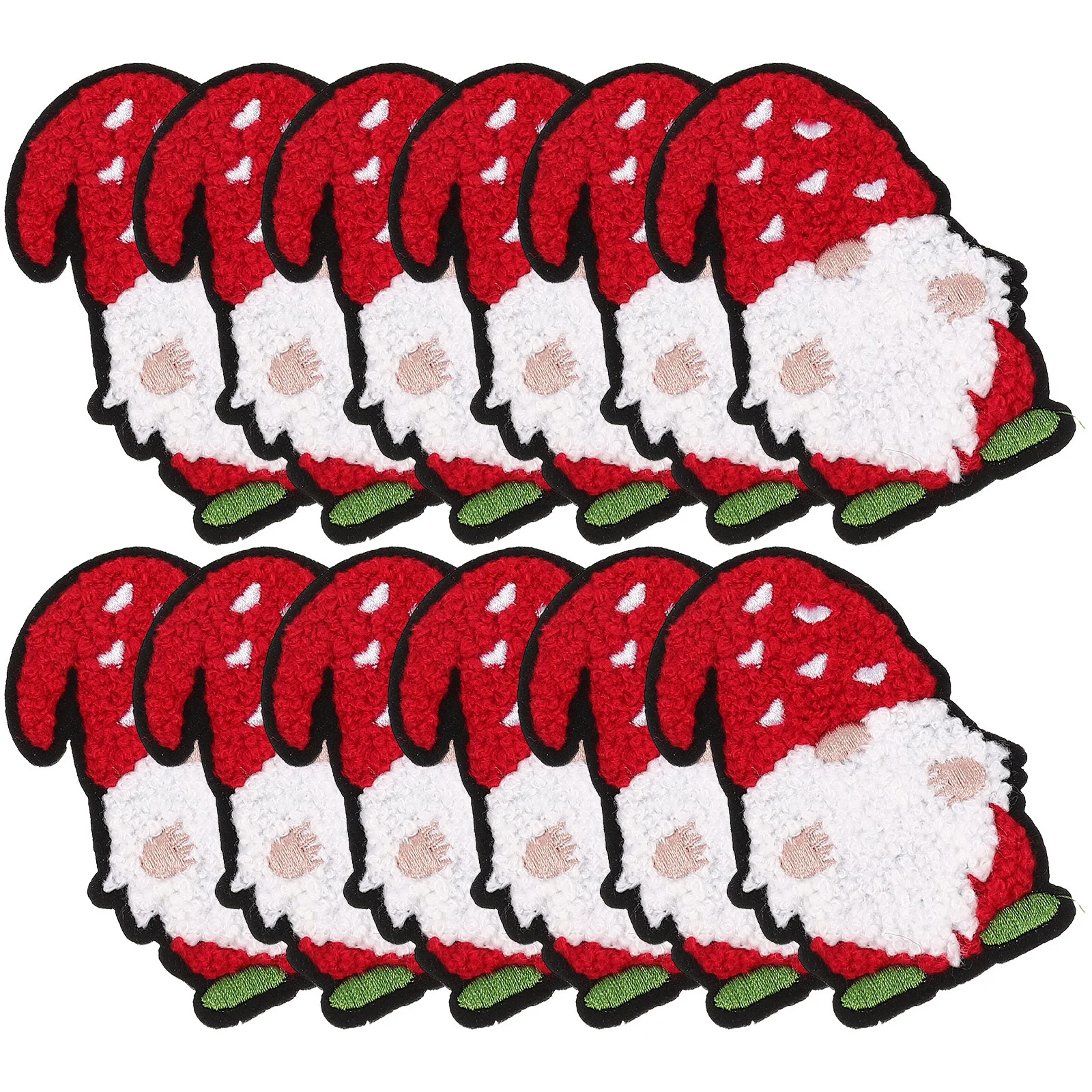 12 Pcs Sew on Patch Applique Christmas Embroidery Polyester Craft Patches Lovely Coat Cartoon Hat