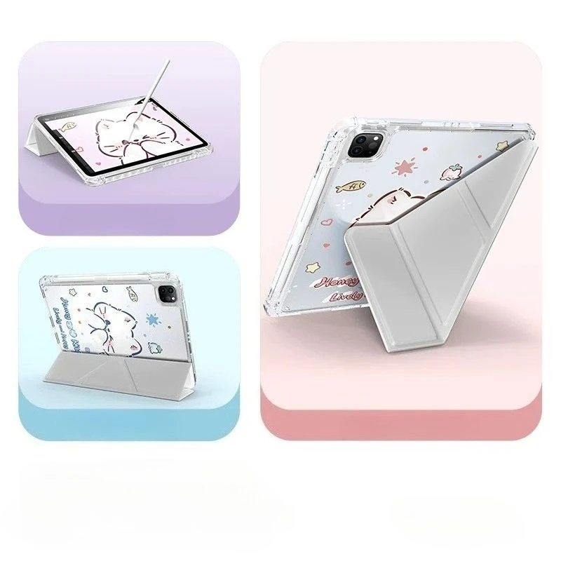 Cat Smart Cover with Pencil Holder for Redmi Pad SE 11 Pro 12.1  Xiaomi Pad 7/7Pro 8/8Pro 11.2 Xiaomi Pad 5/5Pro 6/6Pro 11 Inch