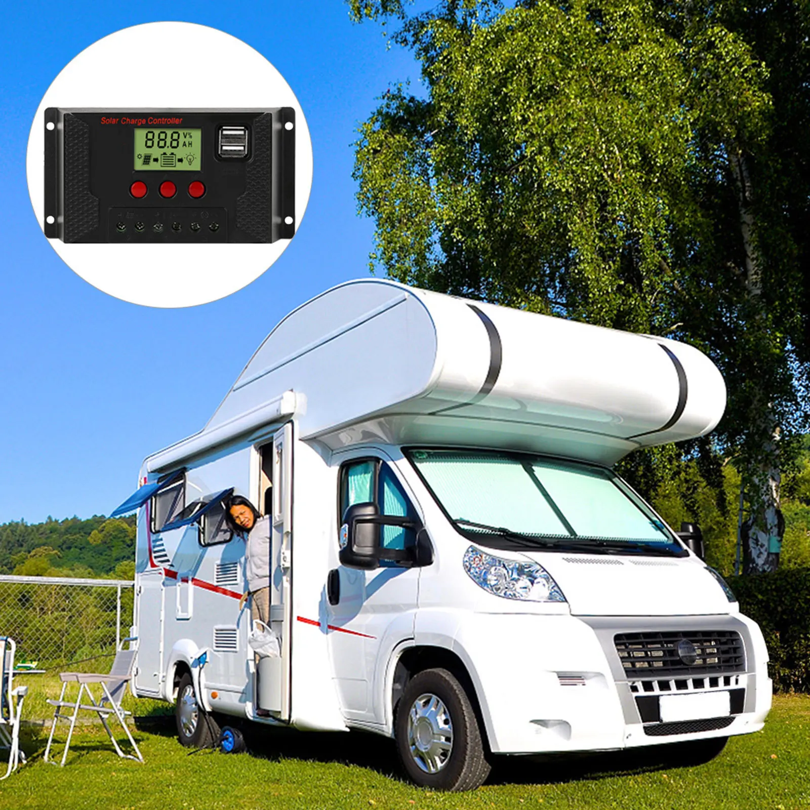 

Solar Charge Controller 1Pcs LCD USB Output Intelligent Voltage Recognition for Solar