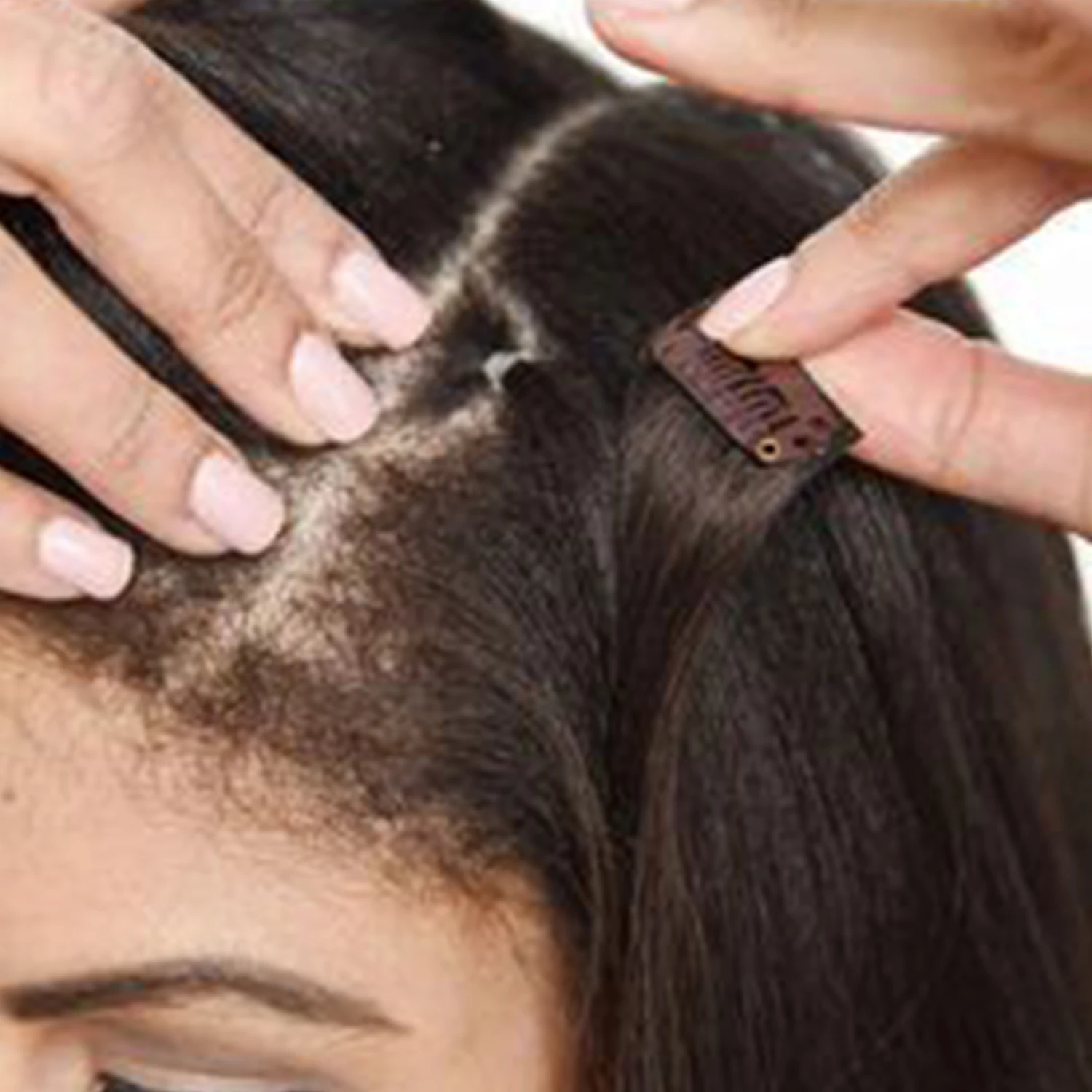 Grampo de cor de cabelo cinza ins cabelo humano para mulheres sal pimenta sem costura clipe do plutônio em extensões de cabelo em linha reta trama da pele do cabelo humano