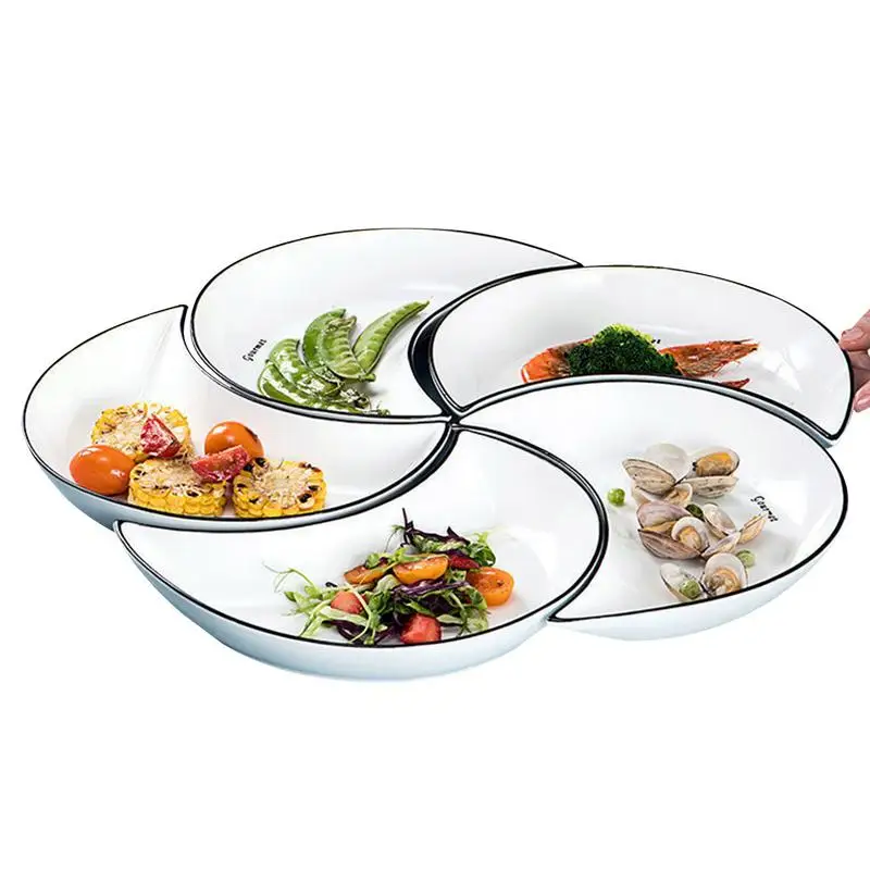 

Dinner Plates Dessert Plates Moon Shaped 5PCS Ceramic Dinner Plates Dessert Or Salad Plates Serving Dishes Dinnerware Sets