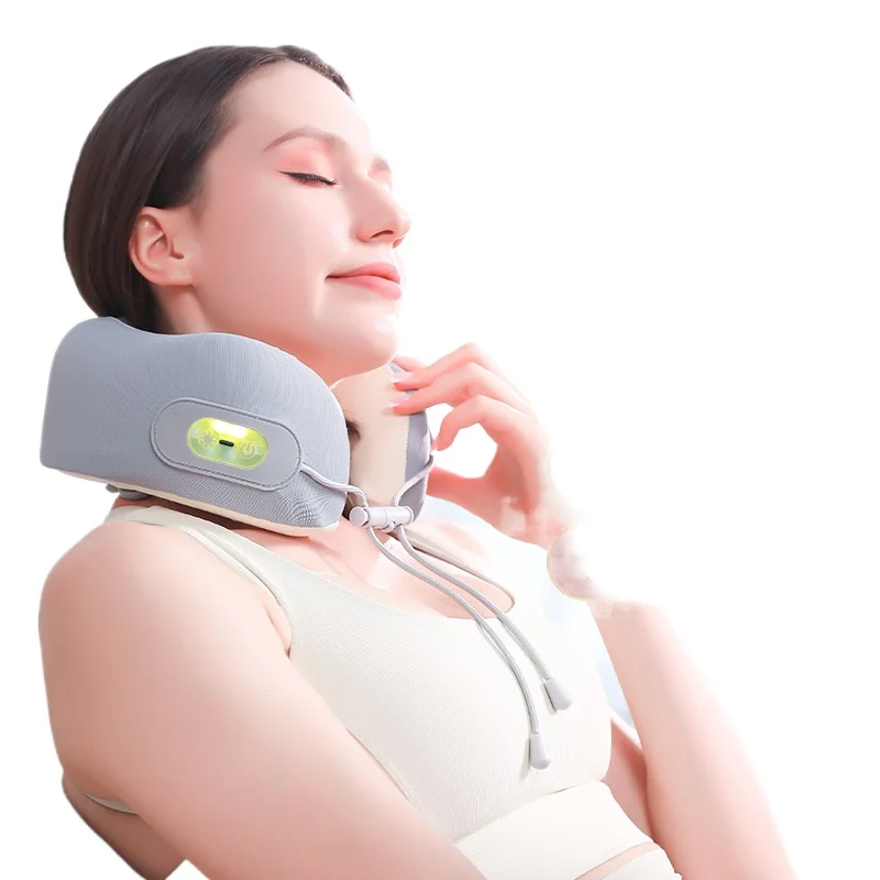 U-shaped massage pillow, hot compress, neck protector, rechargeable, heating and vibrating, portable