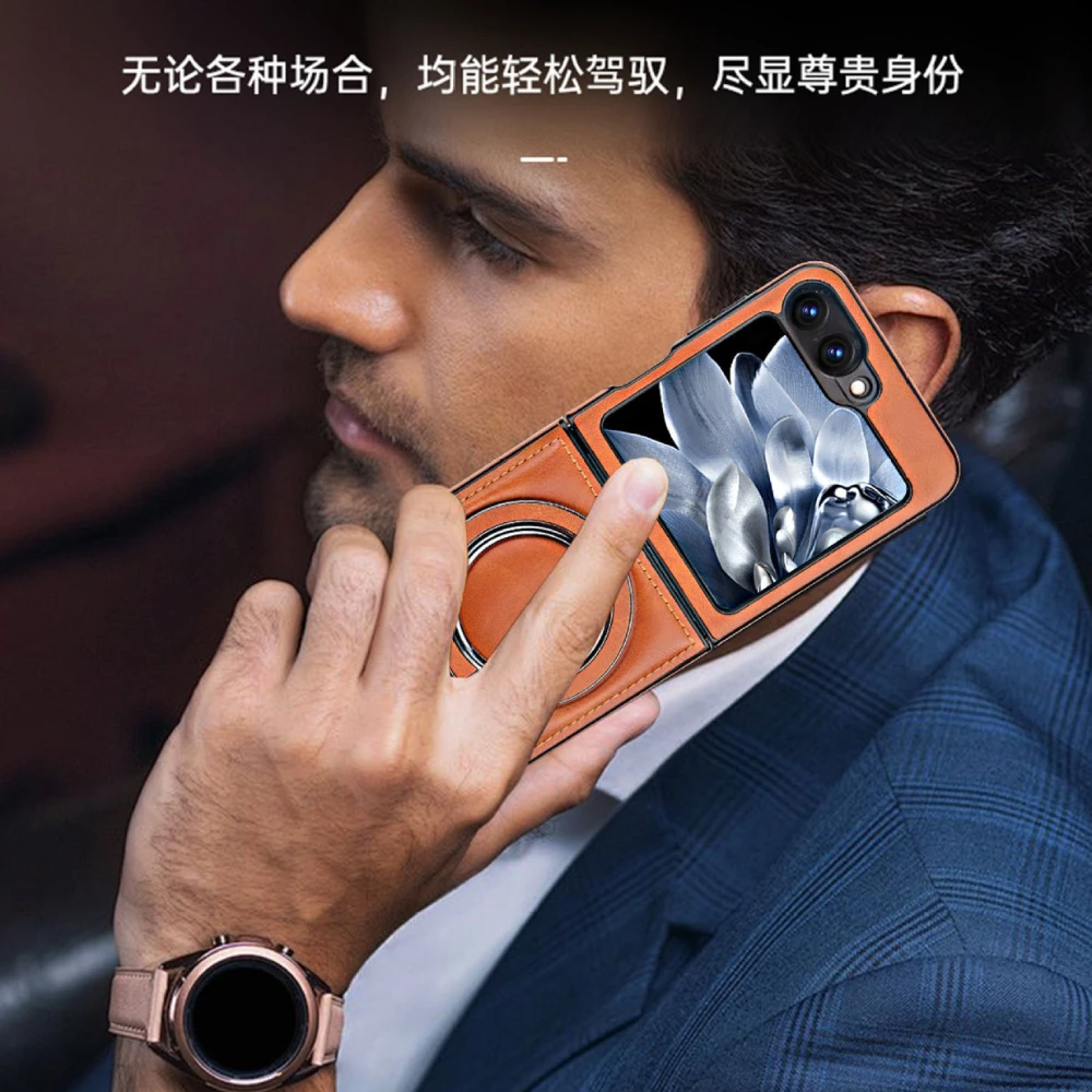 حافظة لهاتف سامسونج جالاكسي Z Flip 7 ZFlip 6 5 4 3 غطاء شحن لاسلكي مغناطيسي مطلي بالكهرباء #5