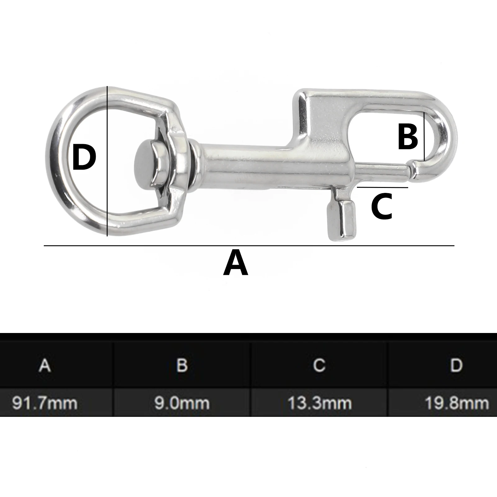 Stainless Steel 316 Scuba Diving Double End Bolt Snap Hook Clips 90/100/110/120mm Boat Hardware Double Ended Bolt Snap