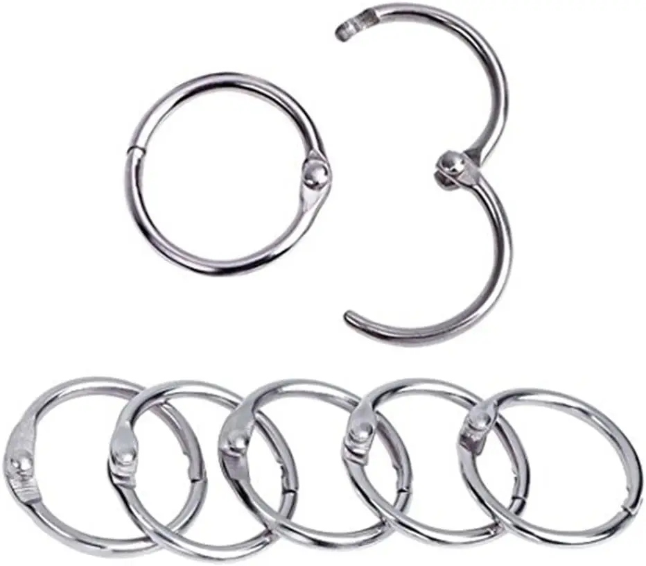 

1 Inch Loose Leaf Binder Rings, 50 Pack Silver Metal Book Rings for Paper, Index Cards, Flashcards, Keychains, Scrapbooks, Home Office Organization