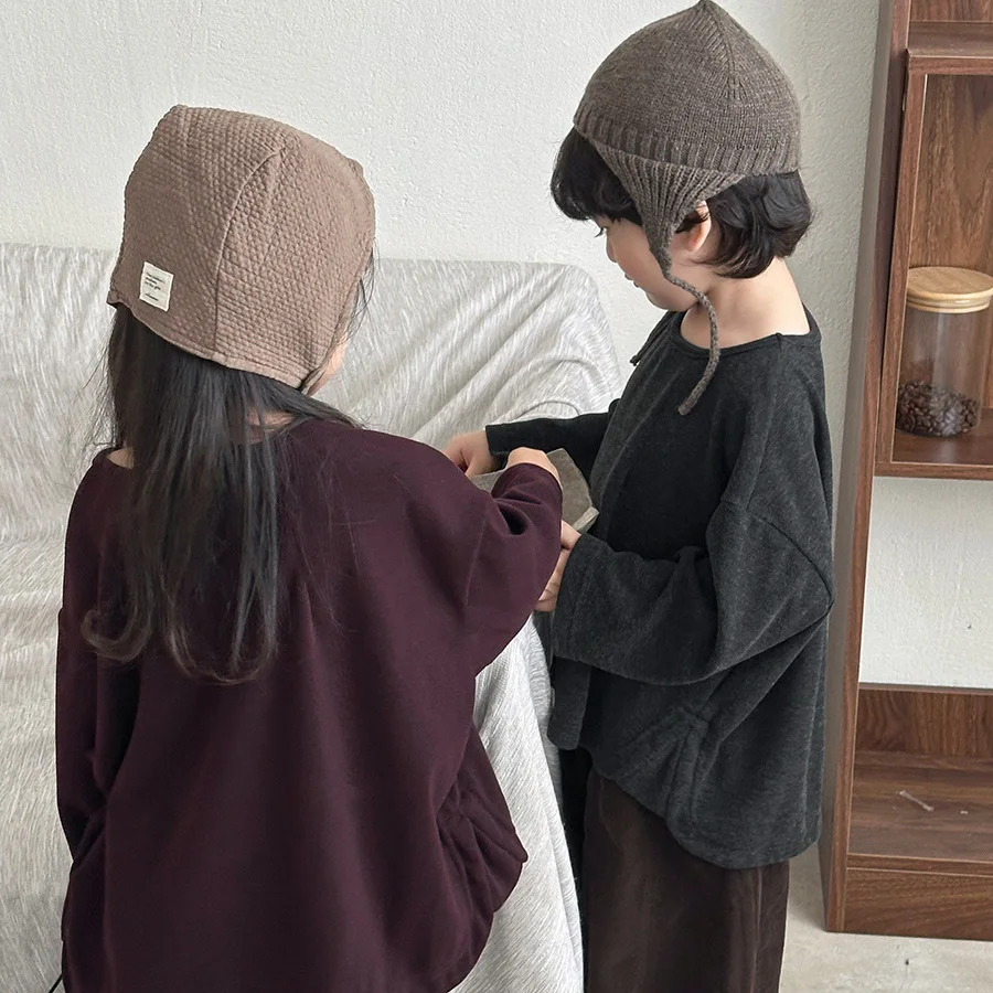 2025 أطفال كم طويل تي شيرت لينة الخريف الأطفال طفل بلون الجولة الرقبة قطنية عالية الجودة للبنين بنات طفل 1-8 سنة #5