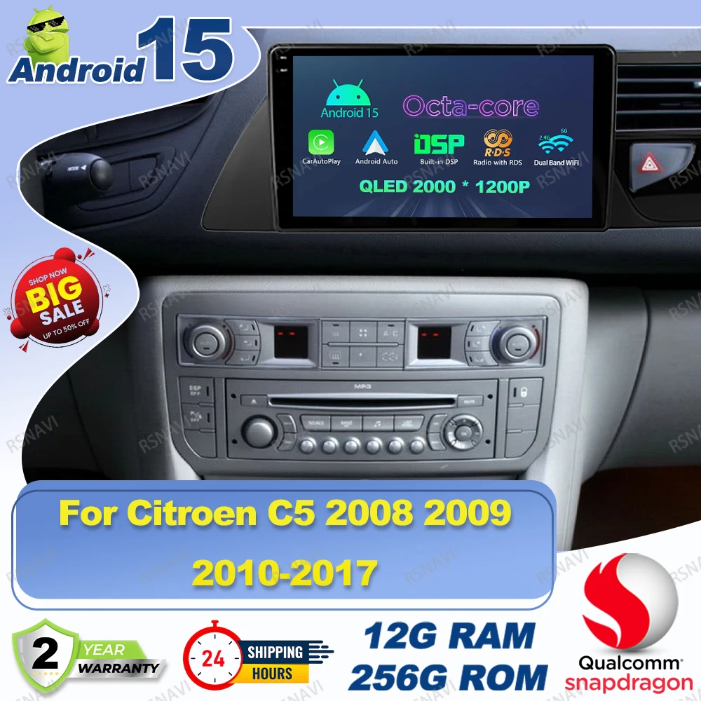 Android 15 Car Radio For Citroen C5 2008 2009 2010-2017 Automotive Tools Vehicle Supplies Obd2 Scanner H4 Led H7 Passat B8 E90