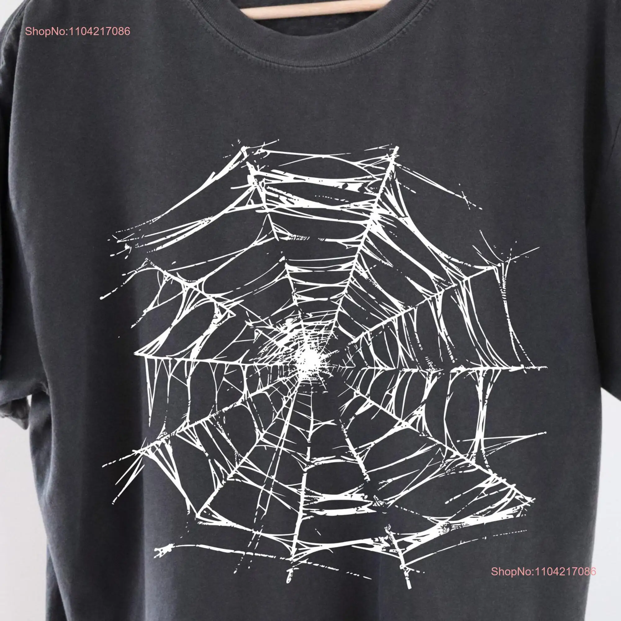 Vintage Spiderweb T Shirt Halloween Retro Comfort Color Gothic long or short sleeves