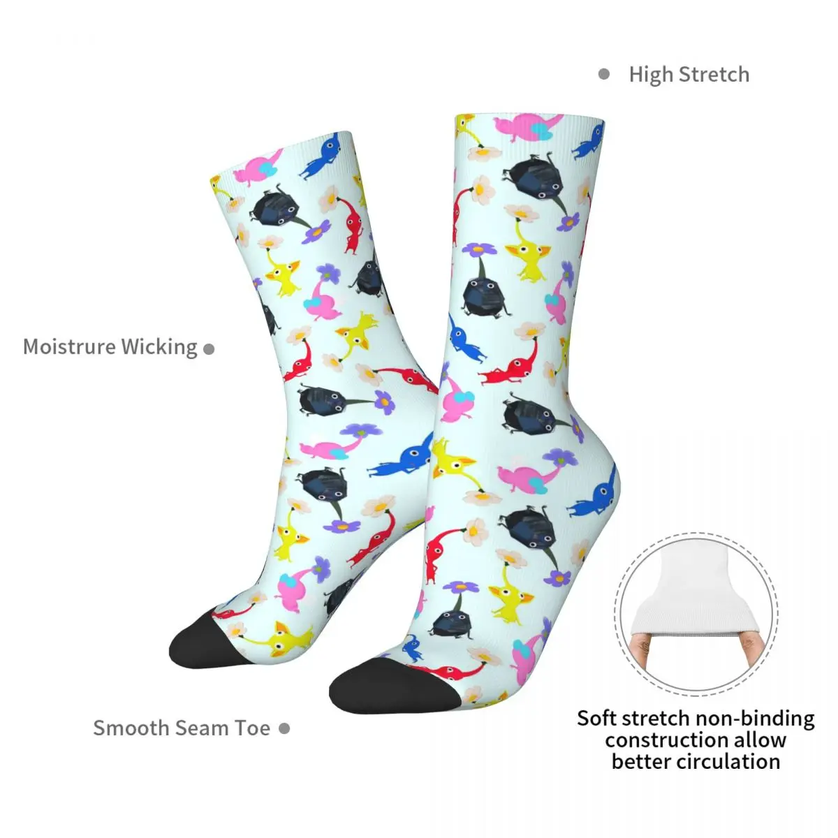 Pikmin meias harajuku meias de alta qualidade durante toda a temporada meias longas acessórios para presente de aniversário unissex