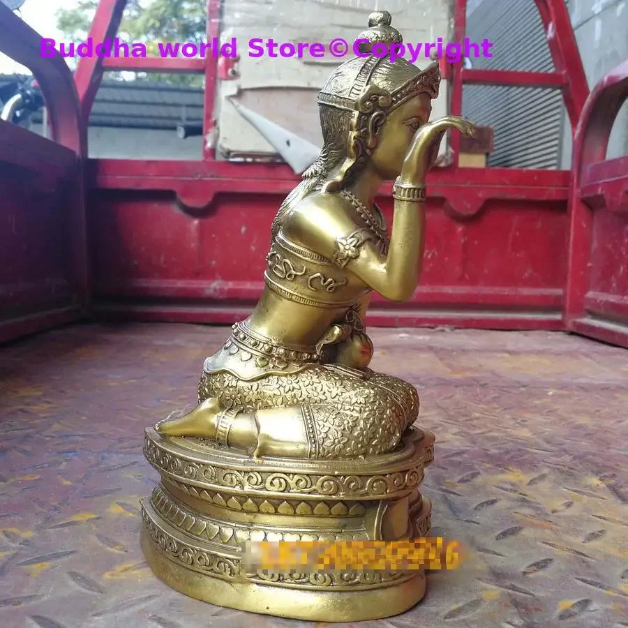 Thailand The Wealthy Woman Waving Godness statue Southeast Asia HOME Shrine Worship bring wealth good luck COPPER God statue