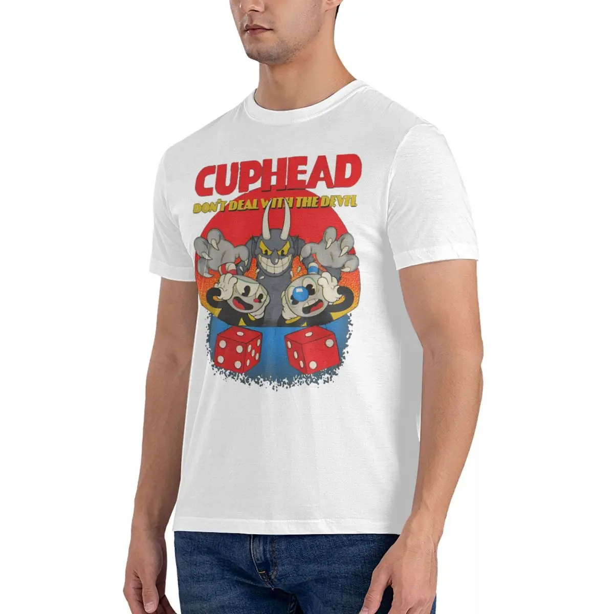 Men Mugman Dont Deal With The Devil T Shirt Cuphead Cotton Clothing Funny Short Sleeve Round Collar Tee Shirt Adult T-Shirt