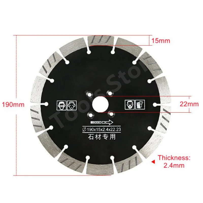 Hoja de sierra de diamante de 190mm, hoja de corte para azulejos de porcelana, piedra cerámica, hormigón, granito, mármol, herramientas de disco de rueda de corte, 1 ud.