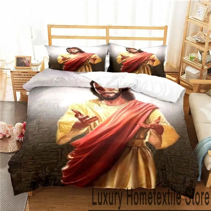 3D Print Sacred Heart of Jesus Christ Bedding Set,Duvet Cover Bed Set Quilt Cover Pillowcase,King Queen Twin Size Boys Girls