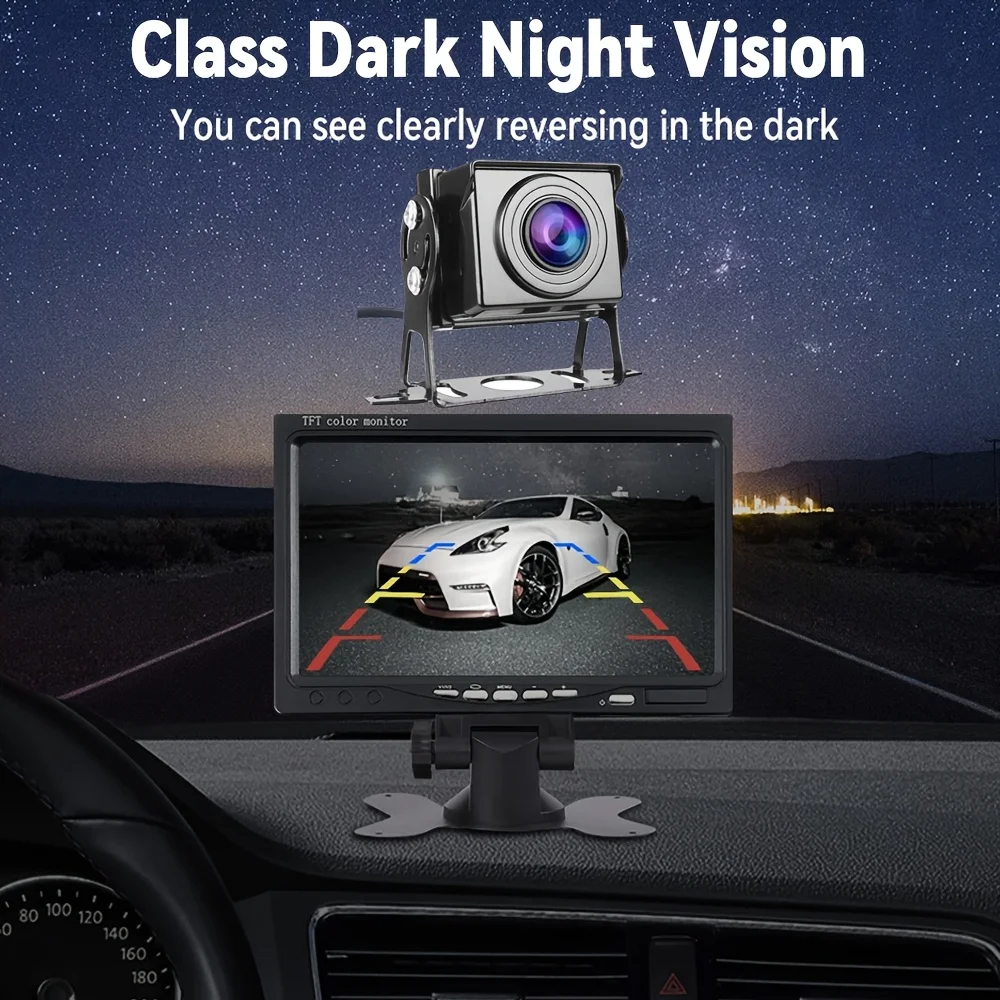 

Backup Camera Monitor Kit - 17.78 cm HD Image Back up Camera Screen for Bus/Van/Fifth Wheel/Trailer/RV/Camper/Pickup