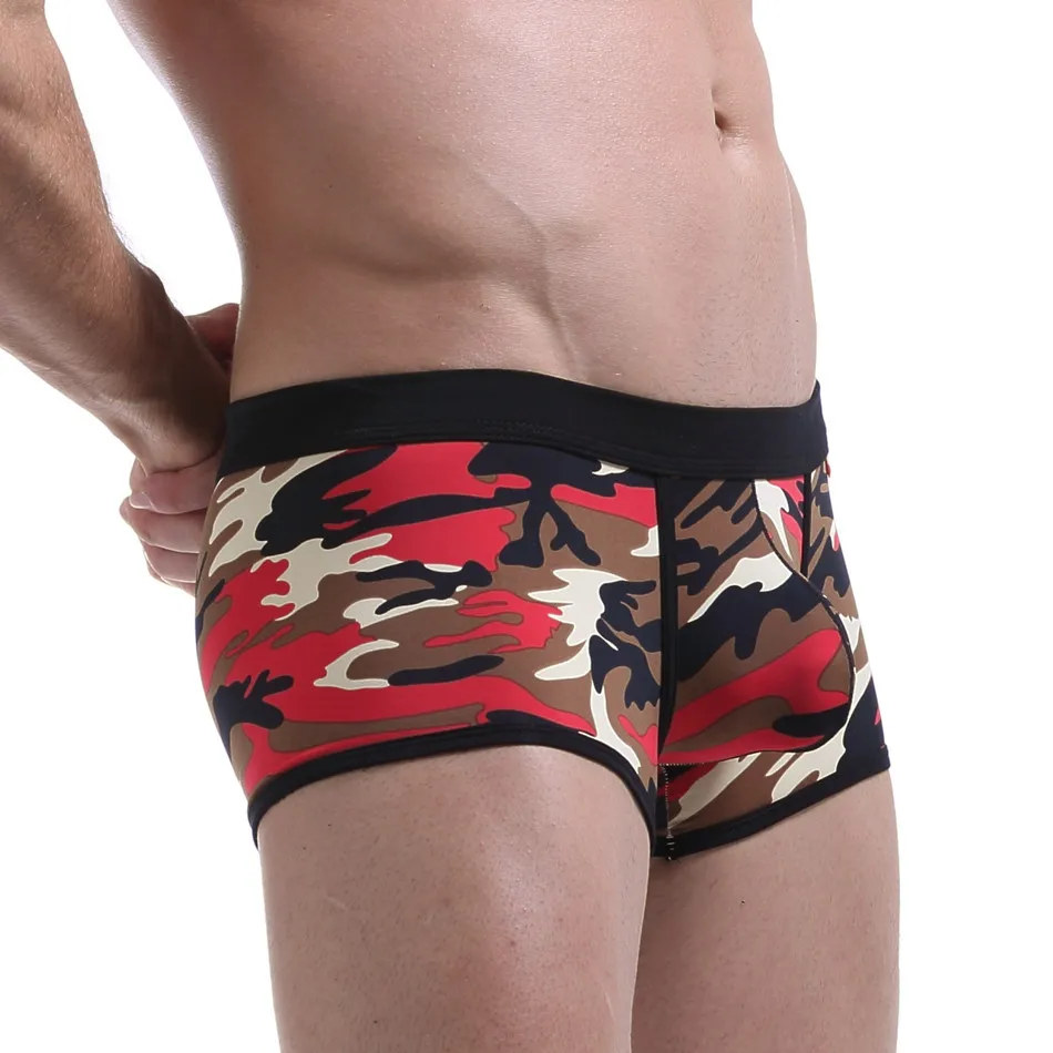 Men\'s underwear with U bulge bag sexy camouflage sports breathable sweat-absorbent boxer briefs