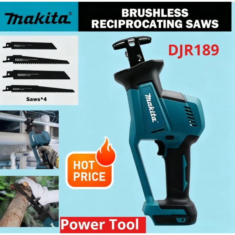 

Makita DJR189 Rechargeable Reciprocating Saw – 18V Brushless Cordless Electric Portable Saw, Power Tool for Wood Metal Cutting
