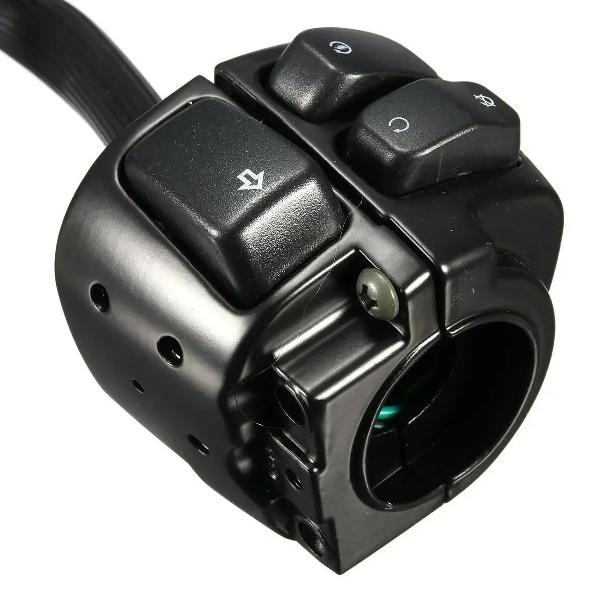 XL883/Sportster/Dyna/V-ROD/Softail 오토바이용 블랙/크롬 1인치 25mm 핸들바 컨트롤 스위치 + 배선 하네스