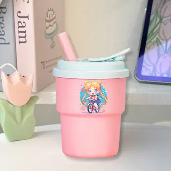 380毫升美少女戰士矽膠吸管水杯,動漫卡通造型,學生便攜時尚生日禮物 8 最佳銷售 美少女戰士週邊商品 - №8