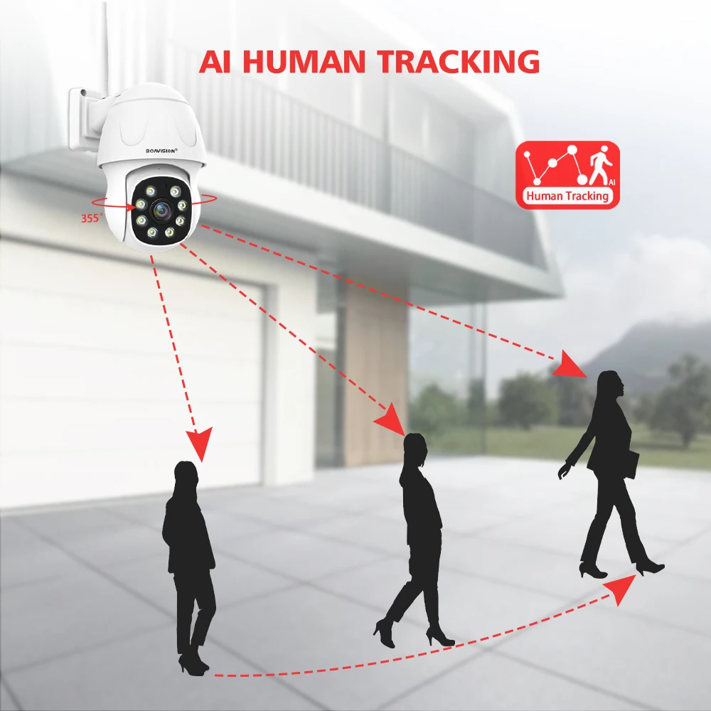 Outdoor Wifi IP Camera HD 4MP Full Metal Case Human Auto Tracking 4X Digital Zoom 2-Way Audio PTZ Surveillance Security Camera