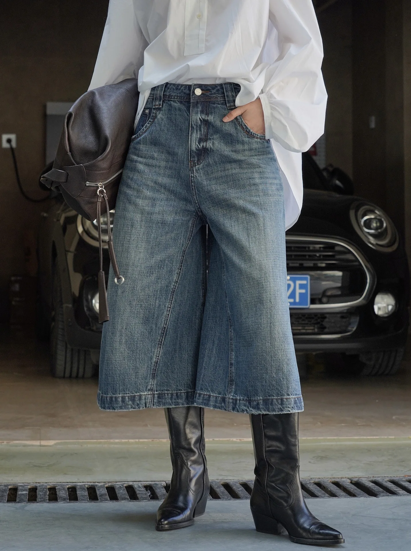 

Spring and Summer Women's Casual Solid High Waist Loose Wide Leg Jeans