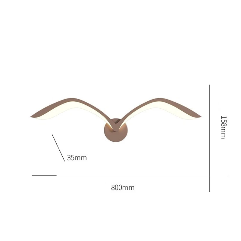 Imagem -06 - Nordic Modern Seagull Wall Lamps Led Branco Brown Iron Acrílico Wall Light para Sala de Estar Indoor tv Wall Background Wall Lighting