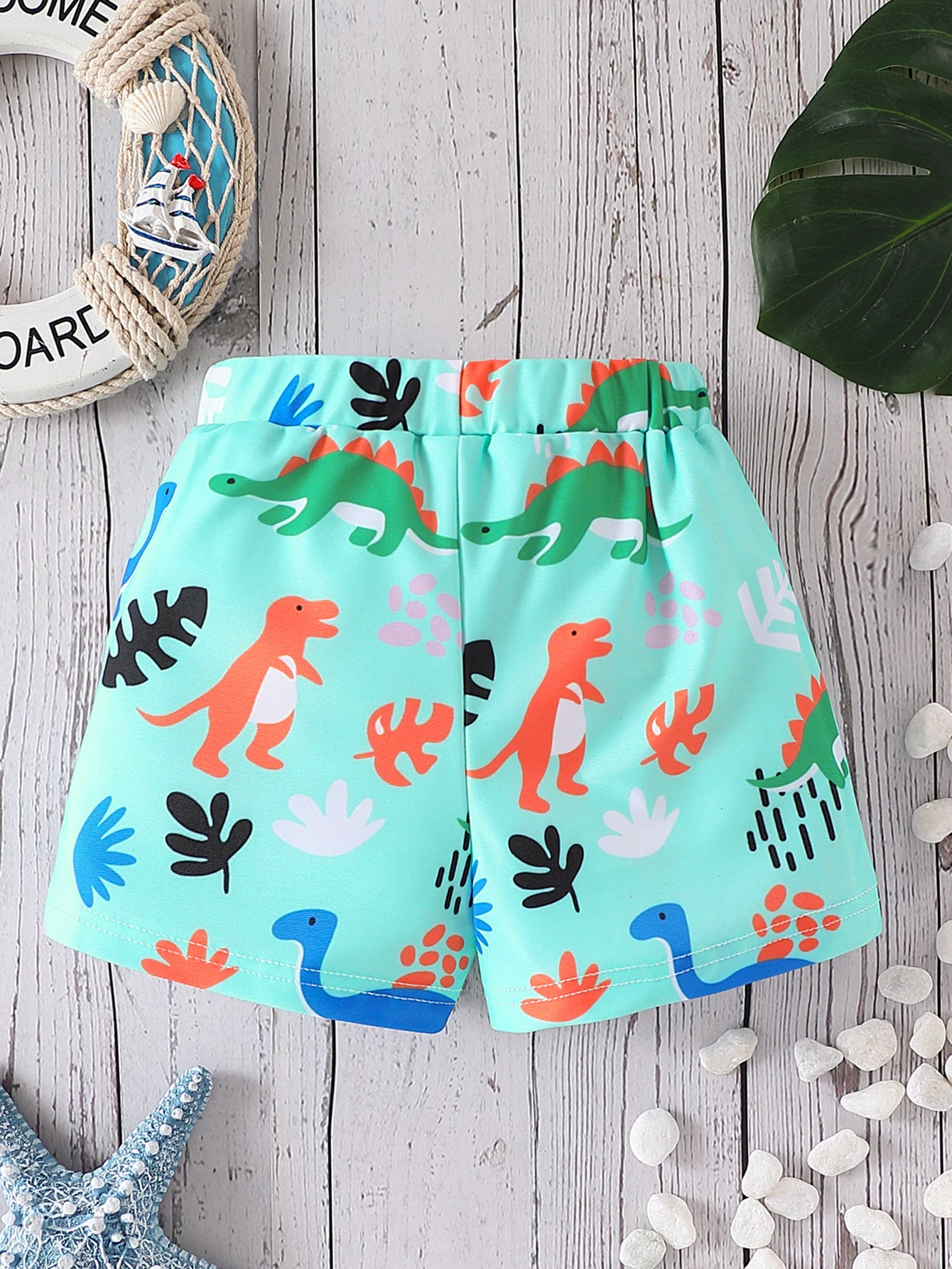 Cute Dinosaur Print Baby Boys Beach Shorts Quick Dry Drawstring Elastic Waist Toddler Swimming Trunks Summer Bath Suit 12M-4Y