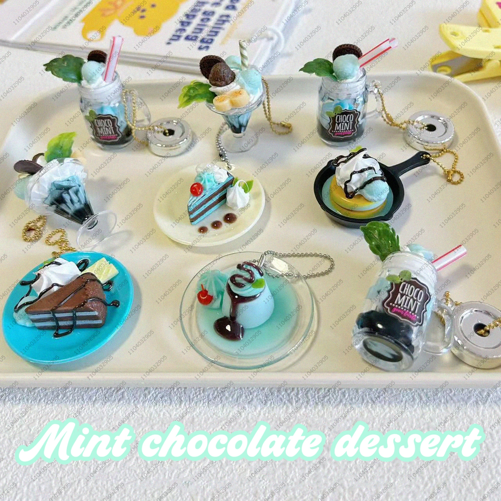 japanese-capsule-toy-gashapon-mint-chocolate-dessert-series-mini-ice-cream-cake-miniature-food-toy-keychain-dollhouse-girl-gifts