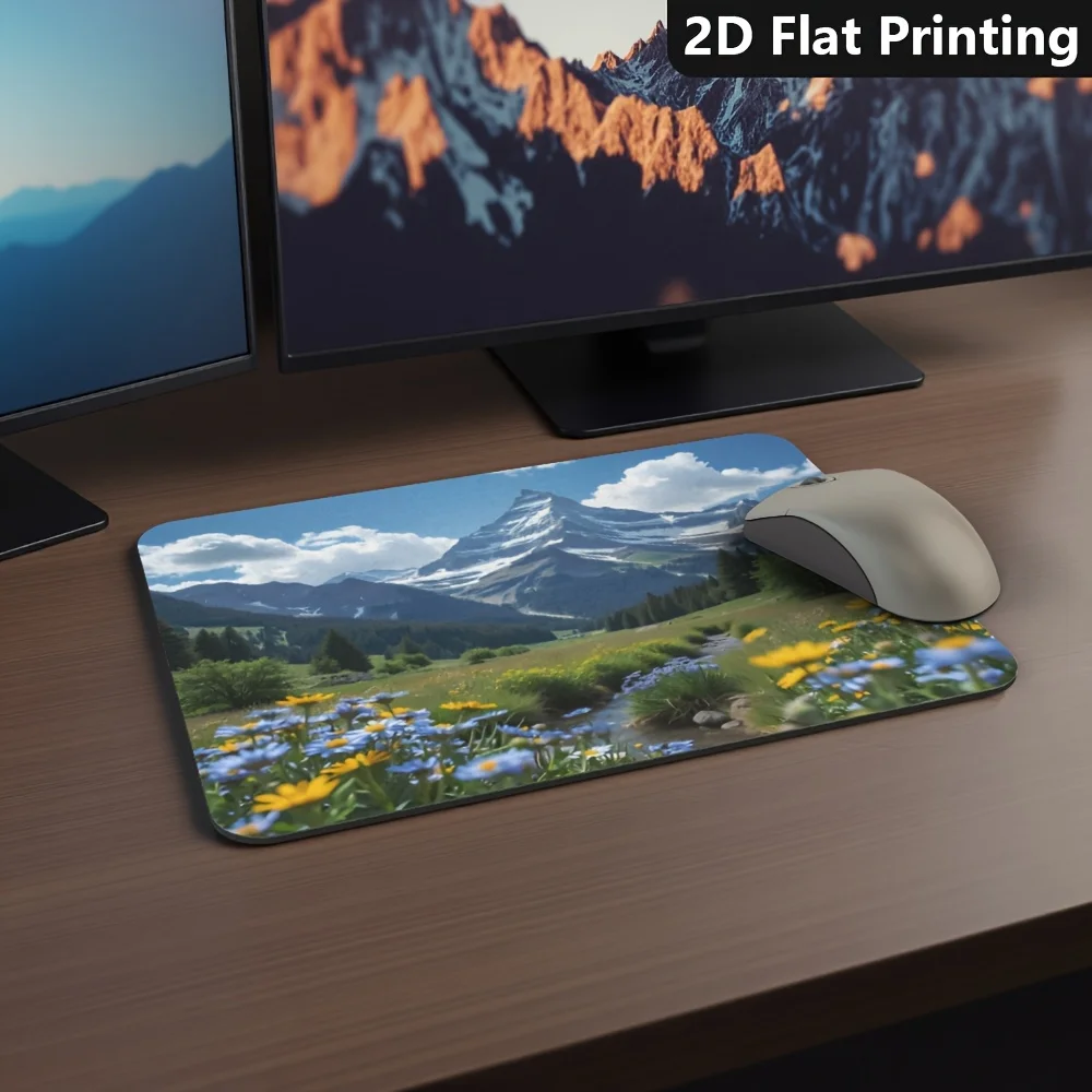 Gaming Office Non-Slip Mouse Pad Scenic Mountain Flower Landscape Desk Mat PC Computer Laptop Accessories Gamer Setup Decoration view 5