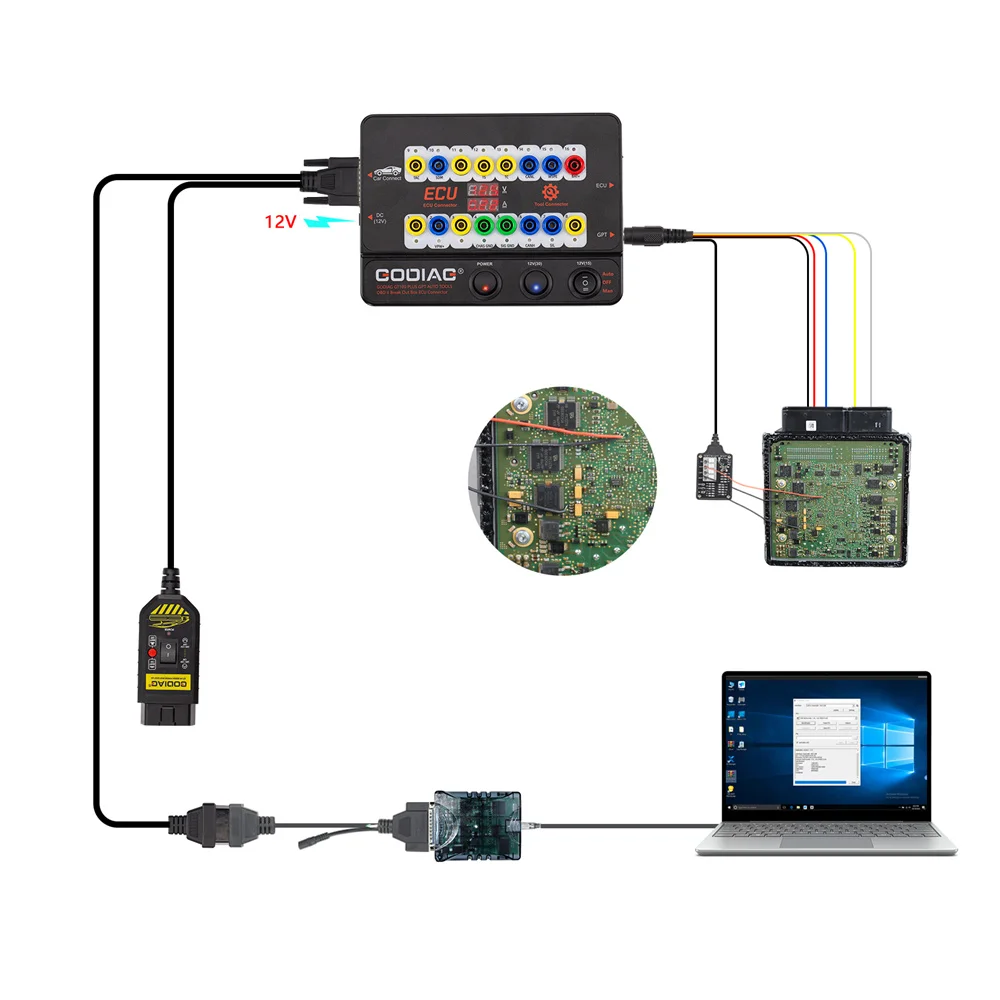 GODIAG GT100 PLUS GPT ENET DOIP 24V-12V AUTO TOOLS OBD II Break Out Box ECU-Anschluss – Detail 8