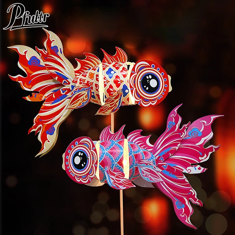 1Set Handgemaakte DIY Lucky Goldfish Lantaarn Mid-Autumn Festival Immateriele Cultureel Erfgoed Kinderen Lantaarns