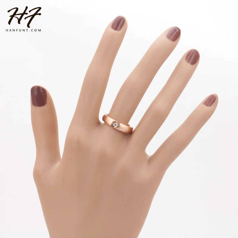 خاتم للعشاق ، كريستال نمساوي ، تشيكوسلوفاكيا ، سلك معالجة ، لون ذهبي وردي ، مقاسات كاملة ، عرض ساخن R441 R442 ، جودة عالية #3