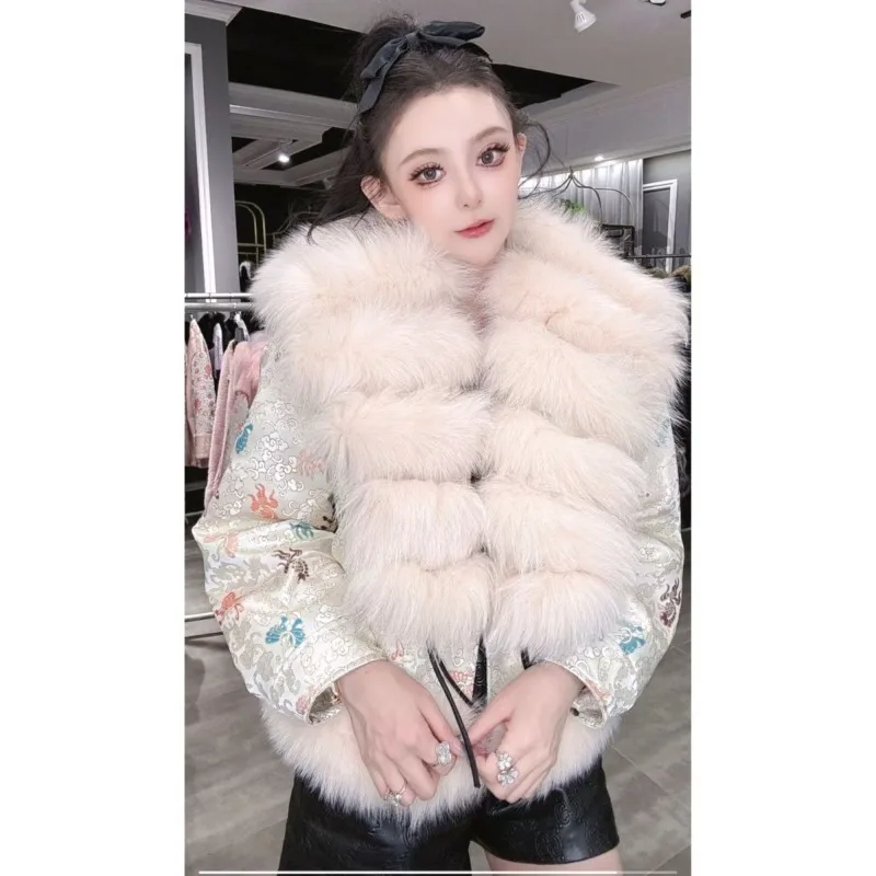 

Fox Fur Autumn/Winter New Chinese Imperial Heavy Industry Jacquard Long Style Stylish Autumn/Winter Dopamine Fashion Warm