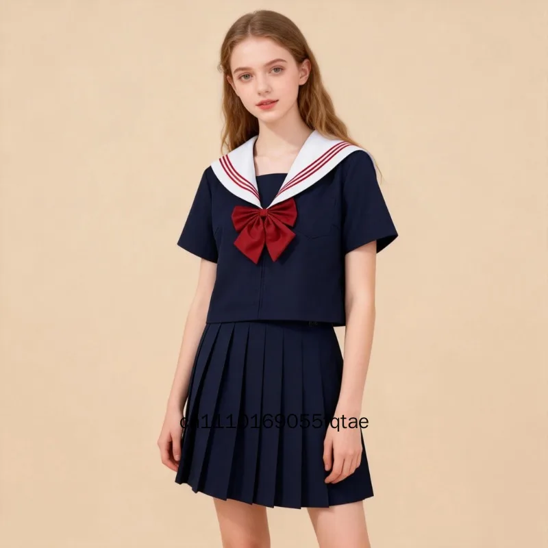 

Японская школьная форма JK, костюм моряка, белая рубашка с длинными рукавами и красным галстуком, классический японский школьный костюм, костюм для косплея в стиле аниме