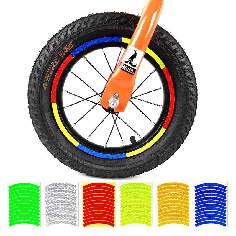 1-4pcs Color Reflective Tire Sticker Safety Warning Decal Decorative Reflective Sticker for Kids Balance Bike Bike Accessories