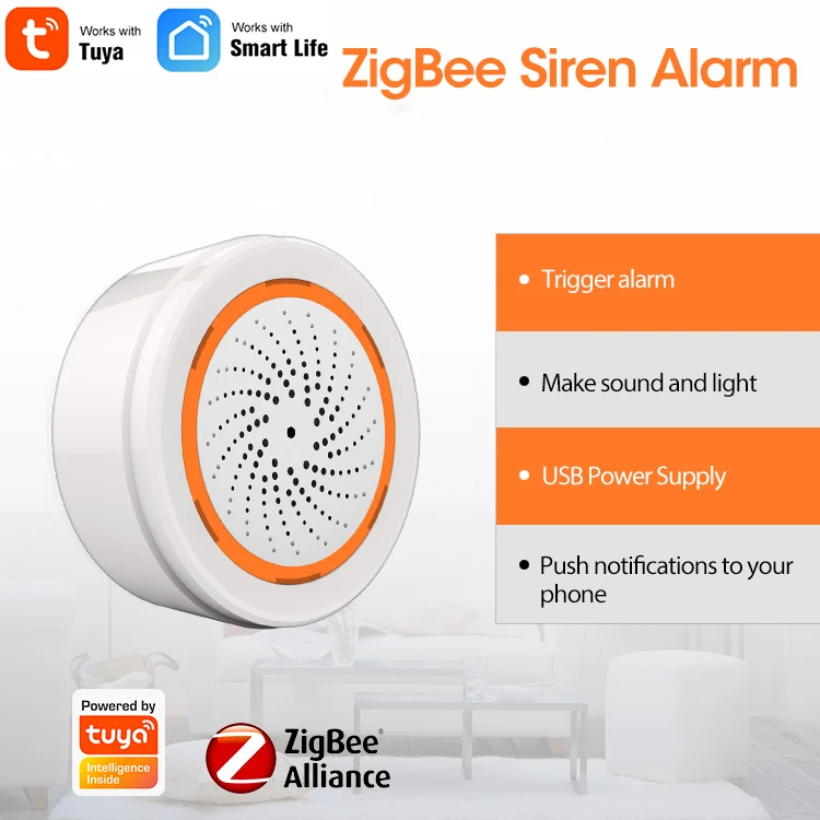 

Tuya Zigbee Alarm Sensor System House Security, Smart Life APP ,Works with Tuya Zigbee Hub