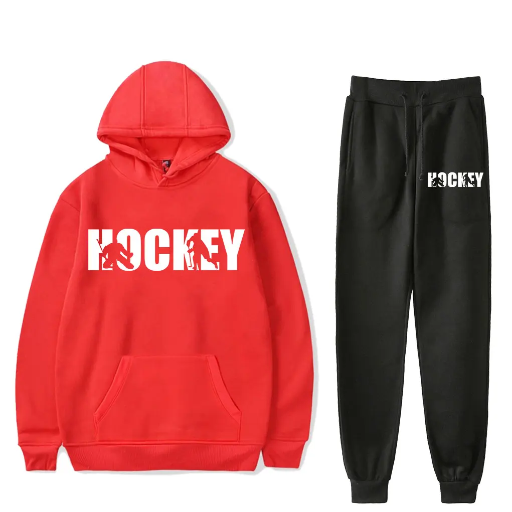 Ice Hockey Hooded Two Piece Set Hockey Player Sweatshirt  Men/ Women's Set hockey lover Pullover