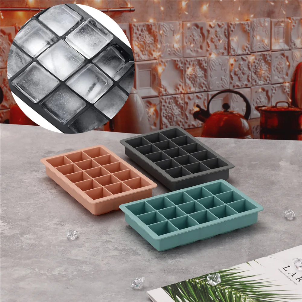 15 Grid Silicone Ice Cube Mold Big Square Ice Cube Tray Mold Ice Cube Maker Non-toxic Durable Bar Pub Wine Ice Blocks Maker