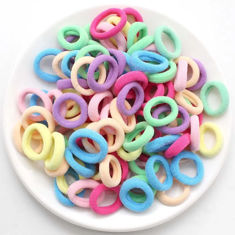 100 Stück/Set Bunte Nylon-Haargummis für Mädchen, Pferdeschwanzhalter, Haarbänder, Gummibänder, Haarringe, Kinder-Haaraccessoires – Detail 4