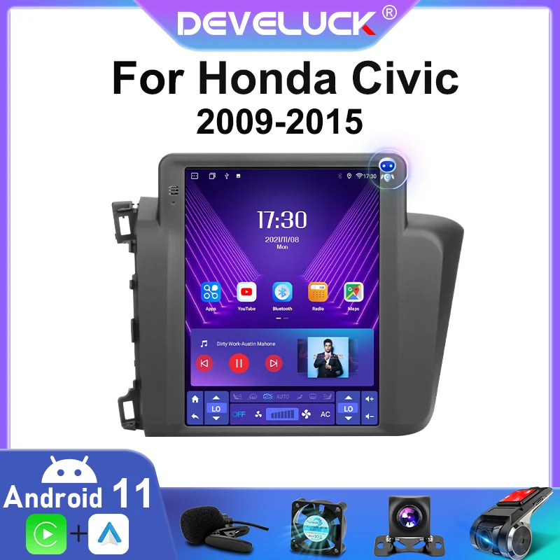 

2 Din Android 11 для Honda Civic 2012-2015 Автомобильный стерео радио мультимедийный видеоплеер навигация Carplay 4G головное устройство WIFI DSP RDS