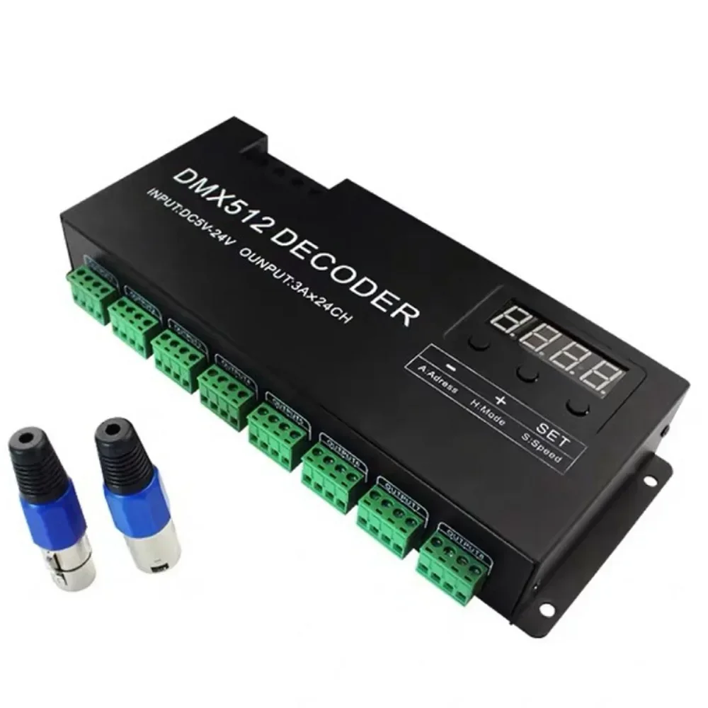 

Digital 24CH RGB DMX512 Decoder, 3/4CH RGB RGBW DMX512 Decoder, 30CH RGB DMX Decoder DMX512 Controller DC12-24V For LED Strip