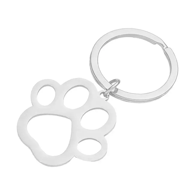 Kitten Footprint Pendants Hollow-out Cute Cat Claw Charm Keyring Funny Animal Keychain For Women's Purse Bag Accessories