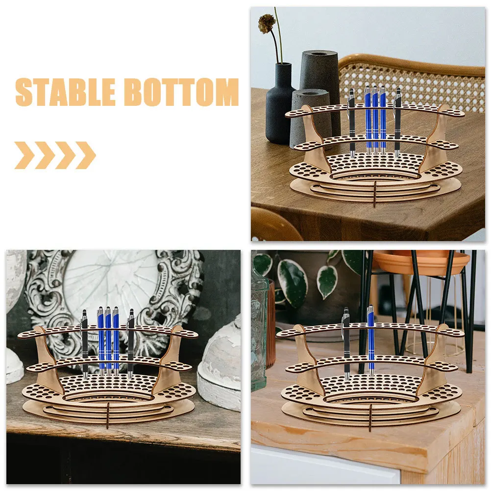 

2Pcs Desk Pen Organizer Wooden Holder with Large Capacity Multi-Slots Desktop Stationery Storage for Workspace Home Office
