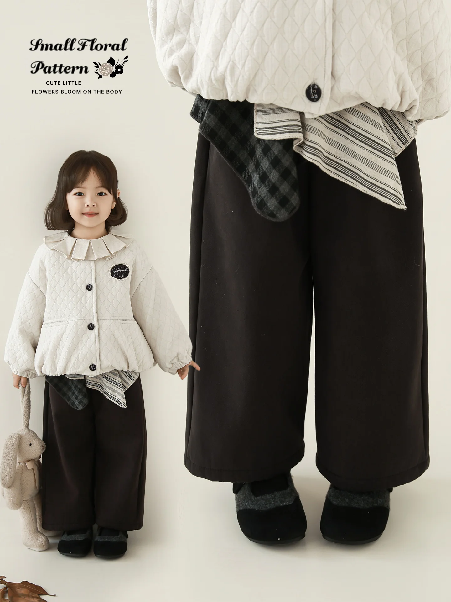 Girls Winter Set 2025 Diamond Quilt Padded Coat Thermal Flocked Pants Festive Gift Outfit 1-7 Years