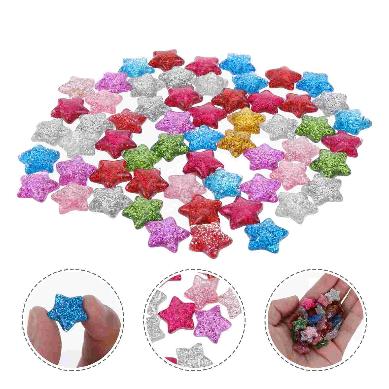 60 Pcs Glitter Resin Stars Circle Beads Sequins for Crafts Stickers Five-Pointed Jewelry