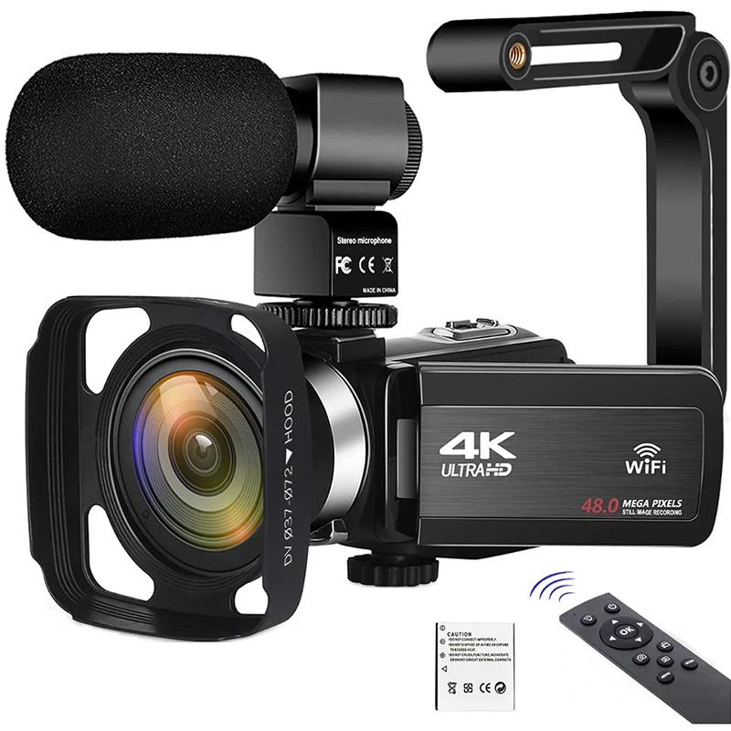 

4K Ultra HD Video Camera 48MP WiFi DV Camcorder Digital Video Camera 270 Degree Rotation Touch Screen 16X Digital Zoom Camera