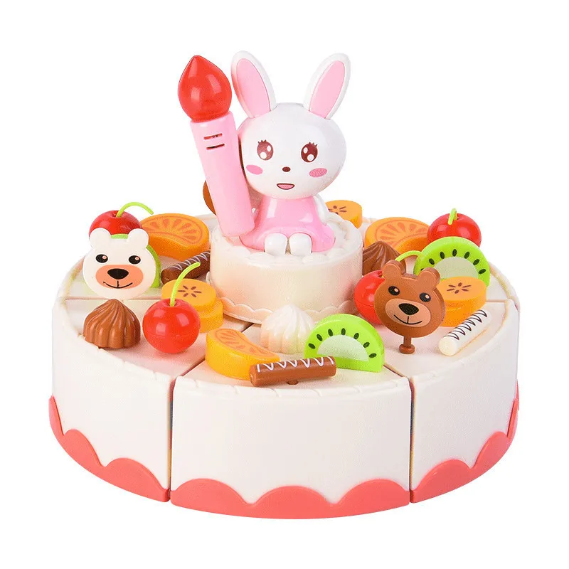 Artificial Birthday Cake With Music Lights And Candles To Blow Out Children'S Play Toys Kitchen Toy Afternoon Tea Toy Girls' Toy